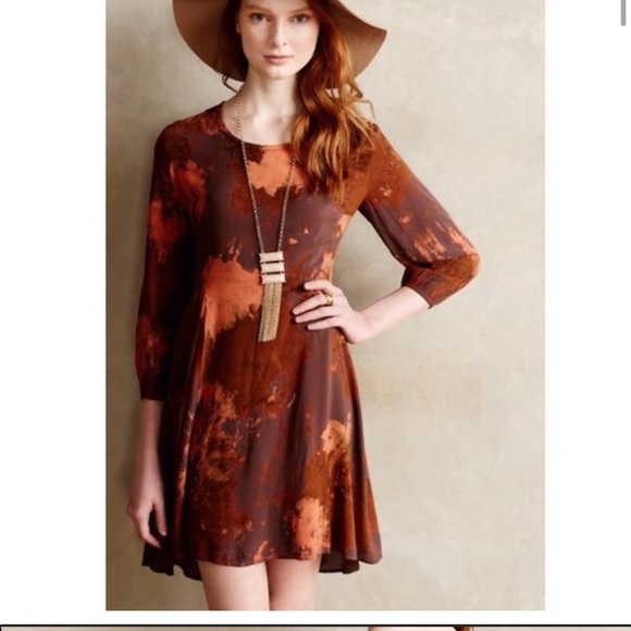 Anthropologie Dresses Anthropologie Tinajo Burnt Orange Tie Dye